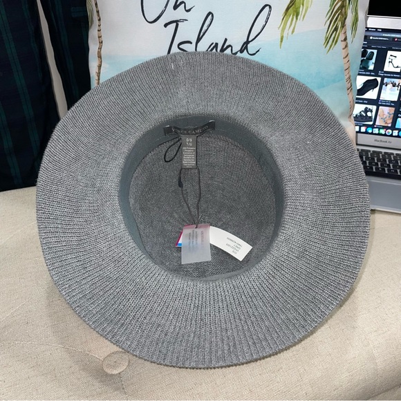Vince Camuto NWT! Packable Chunky Knit Grey Panama Hat One Size - Picture 6 of 10